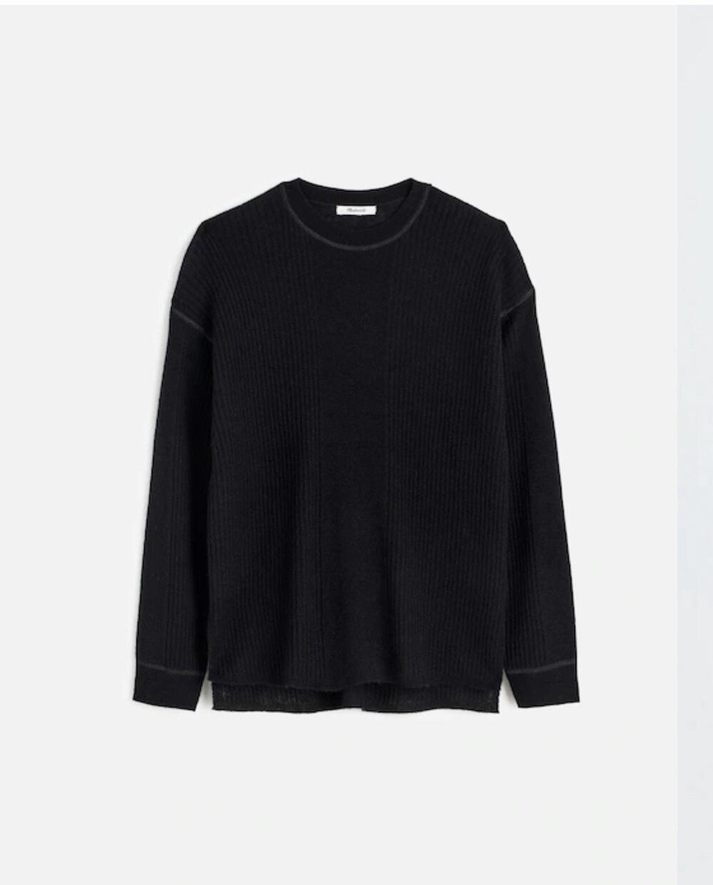 Madewell Sweater XL Black Ribbed Knit Alpaca Blend Crewneck Preppy NT578